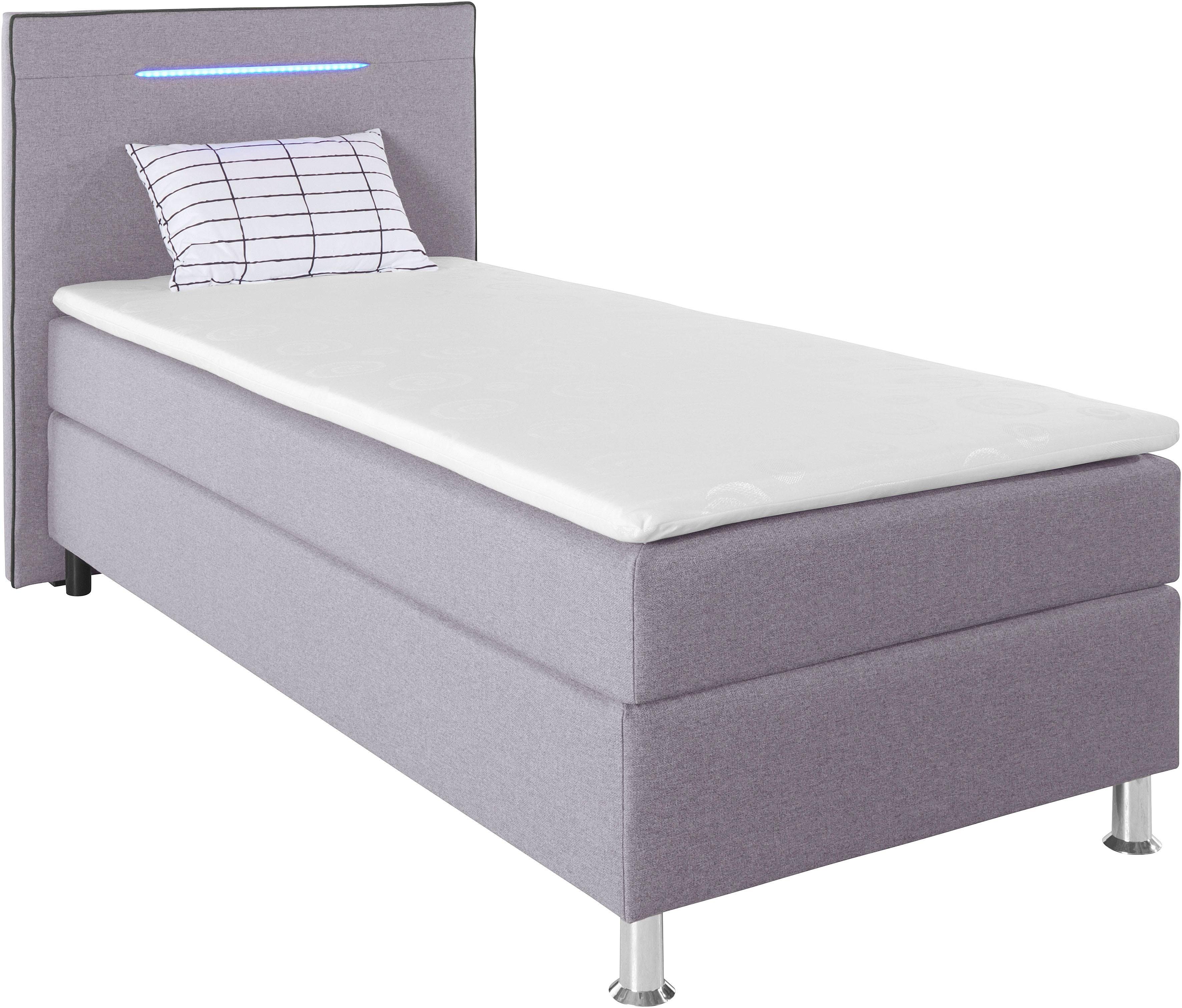COLLECTION AB Boxspringbett London, inklusive Topper und Kissen, mit LED-Beleuchtung, Boxspringbett erhältlich in 90cmx200cm, 140cmx200cm & 180cmx200cm