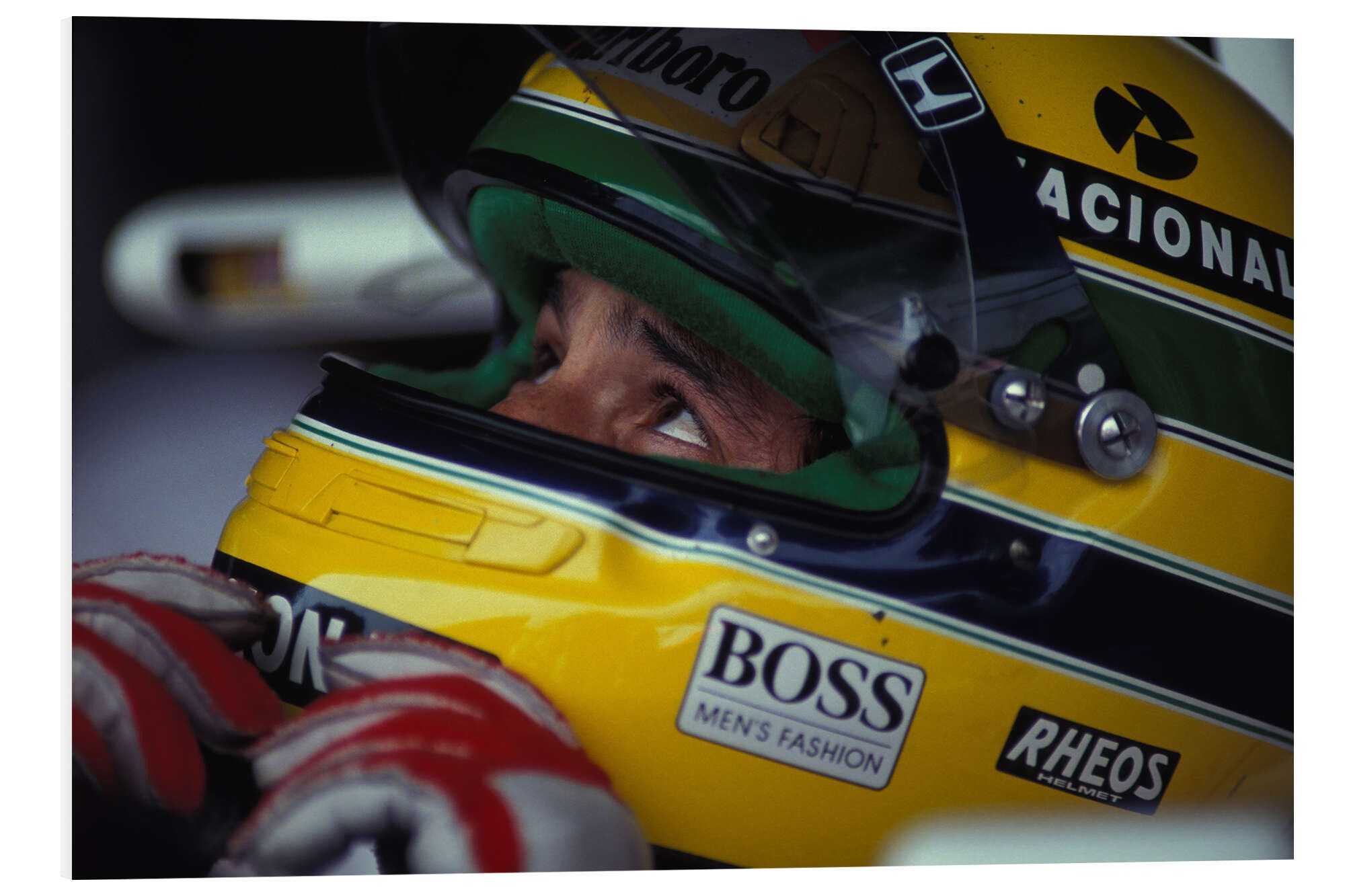 Posterlounge Forex-Bild Motorsport Images, Ayrton Senna, Helmporträt 1991, Wohnzimmer Fotografie