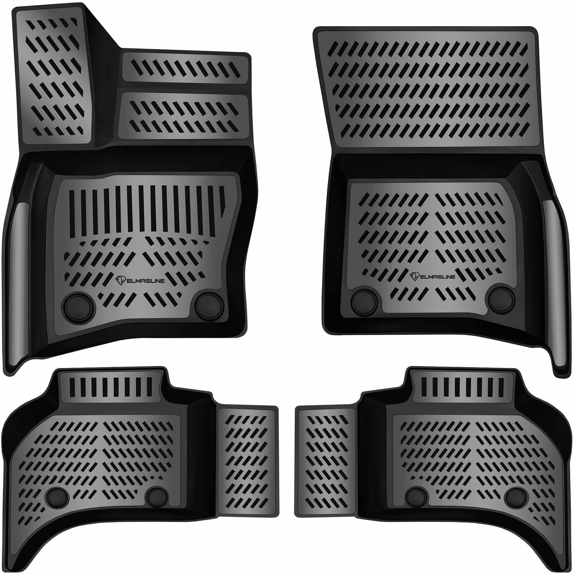 ELMASLINE Auto-Fußmatten für LAND ROVER DEFENDER 2020-2026 [II] - 3D Gummimatten - Geruchlos, für Land Rover Defender - Extra hoher Rand für mehr Schutz