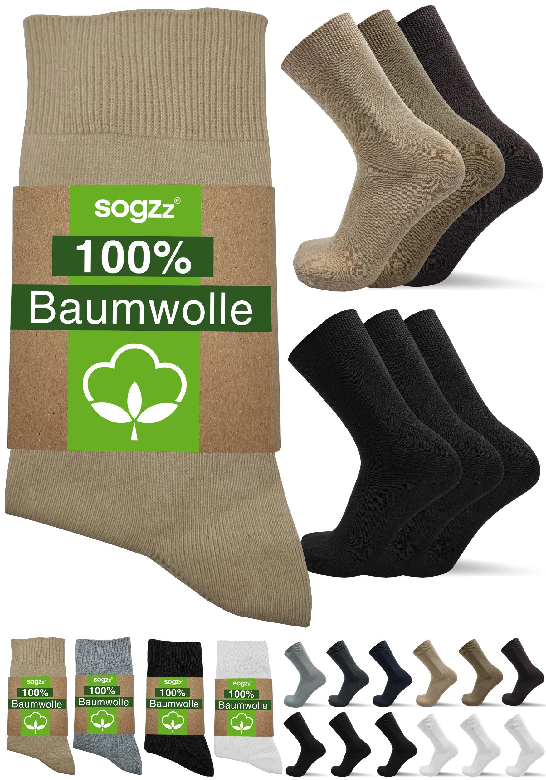 sogzz Businesssocken 6-12 Paar 100% Baumwolle Herren Herrensocken Schwarz W günstig online kaufen