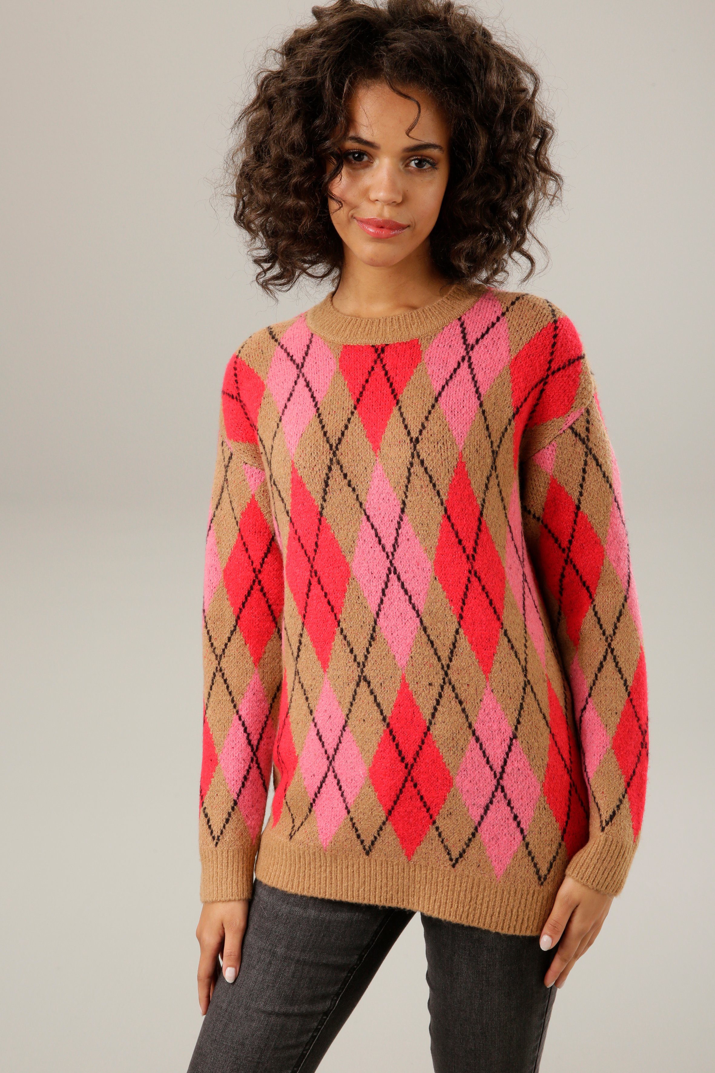 Pullover Mit Rautenmuster Damen