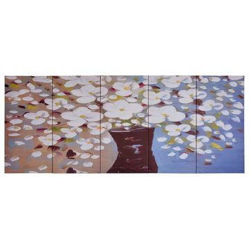 vidaXL Wandbild Leinwandbild-Set Blumen in Vase Mehrfarbig 150x60 cm