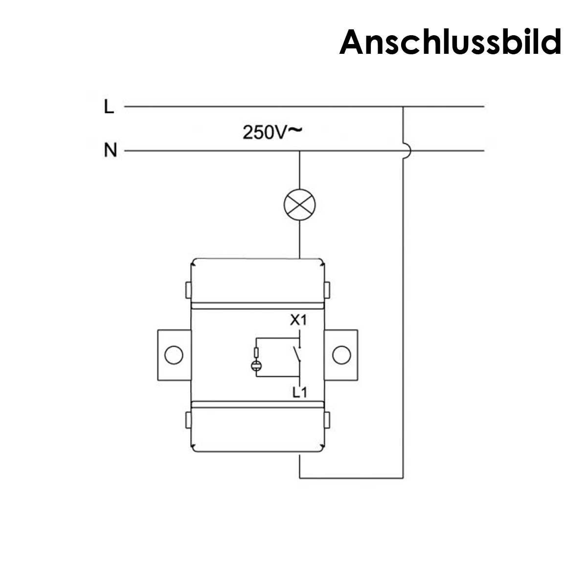 McPower Kontroll-Schalter SHALLOW weiß 250V~/10A oh Rahmen Unterputzschalter