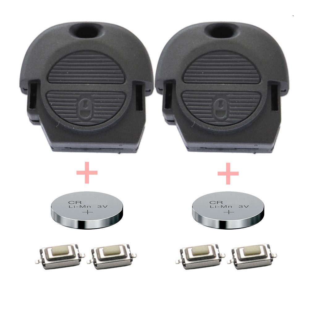 mt-key 2x Auto Schlüssel Set Gehäuse + 4x Mikrotaster + 2x passend CR2016 Knopfzelle, CR2016 (3 V), für Nissan Funk Fernbedienung
