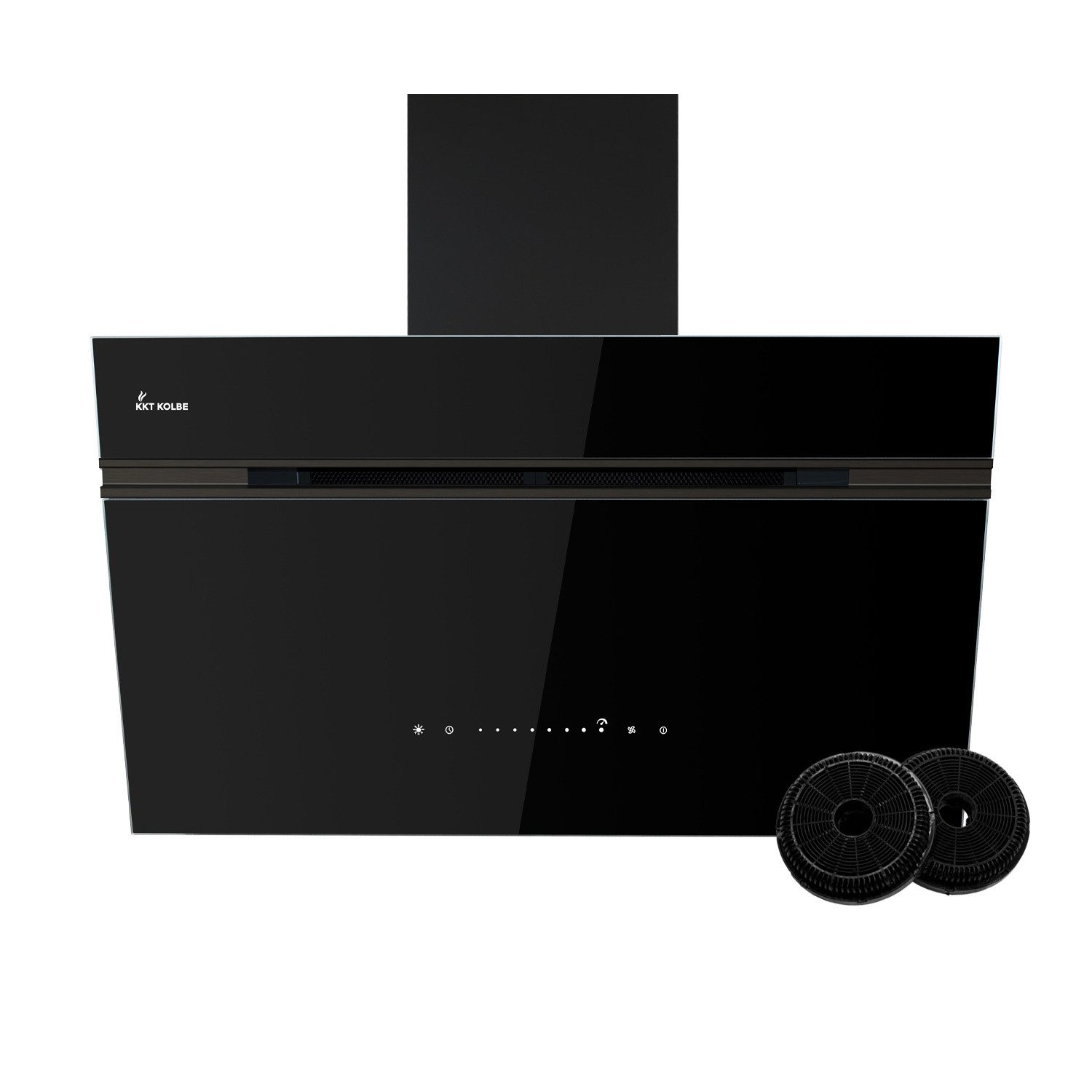 KKT KOLBE Wandhaube Dunstabzugshaube 80cm AURORA8005FB RGBW Ambientebeleuchtung Kopffreihaube / Umluft / Abluft / Smarte WiFi-App / Schwarz / Glas