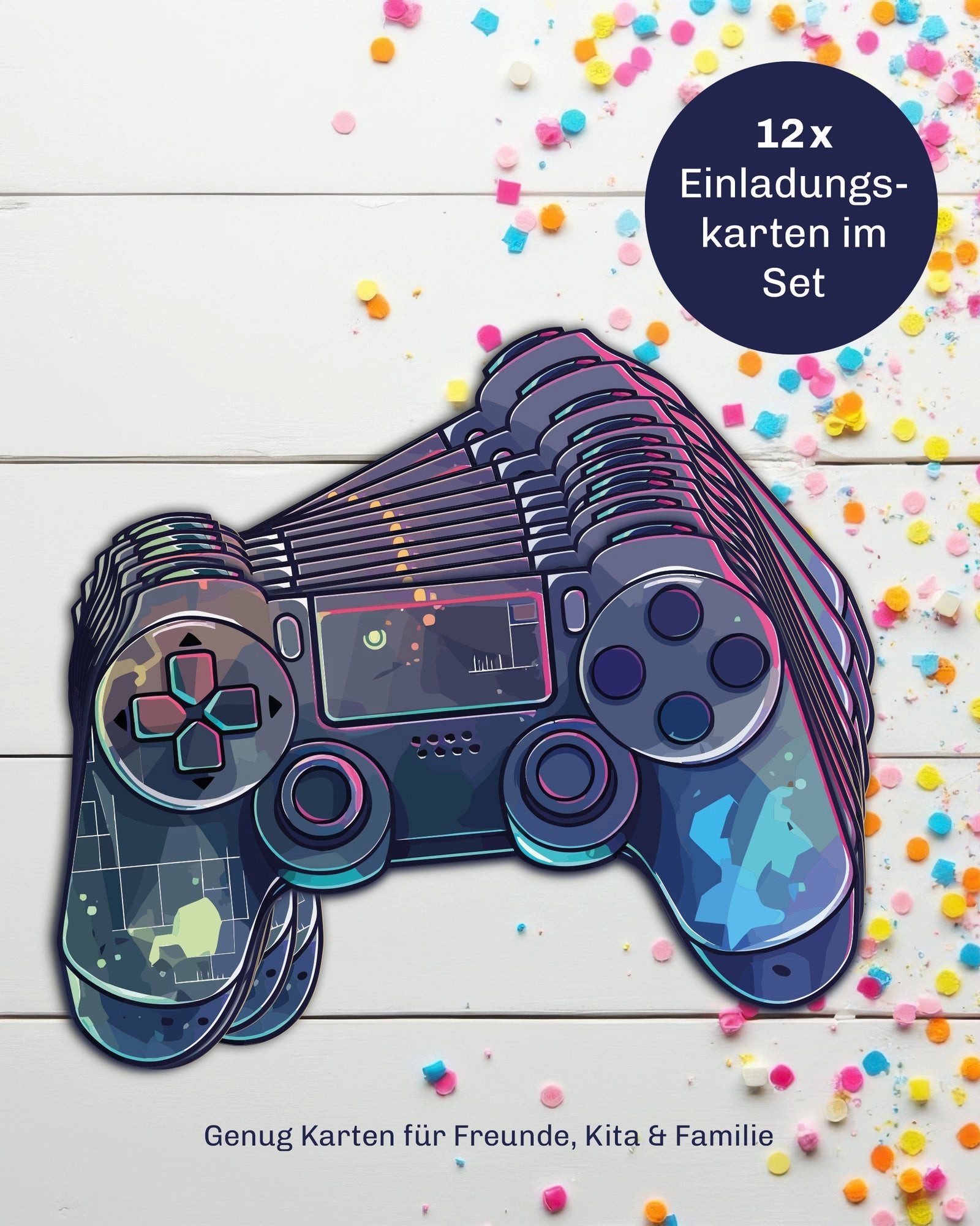 CUPCAKES & KISSES Einladungskarten 12x Gaming Einladungskarten Kindergeburtstag für Kinder, Gaming – Bild 4 von 5