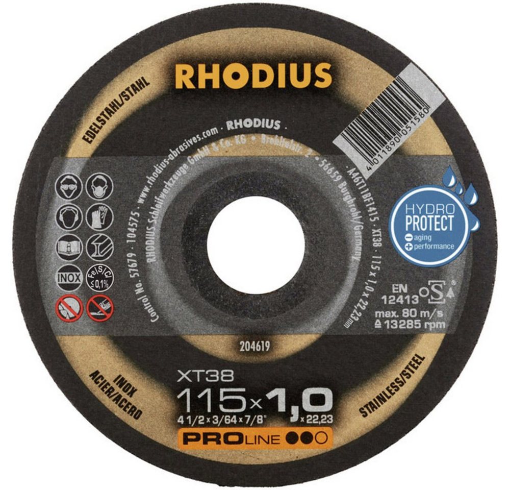 Thumbnail - Rhodius Trennscheibe Rhodius XT38 210745 Trennscheibe gerade 115 mm 10 St. Edelstahl, Stahl, Ø 115.00 mm
