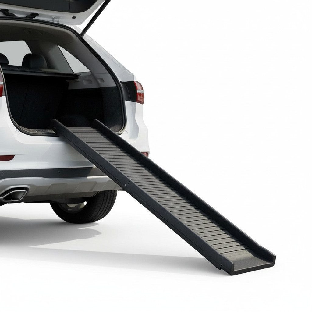 Mucola Hunderampe Hundetreppe klappbar – Einstiegshilfe für Hunde bis 90 kg, rutschfest (Stück), klappbar, rutschhemmende Lauffläche, belastbar bis 90 kg