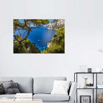Posterlounge Wandfolie Christian Müringer, Traumhafter Meerblick in Capri (Italien), Badezimmer Maritim Fotografie