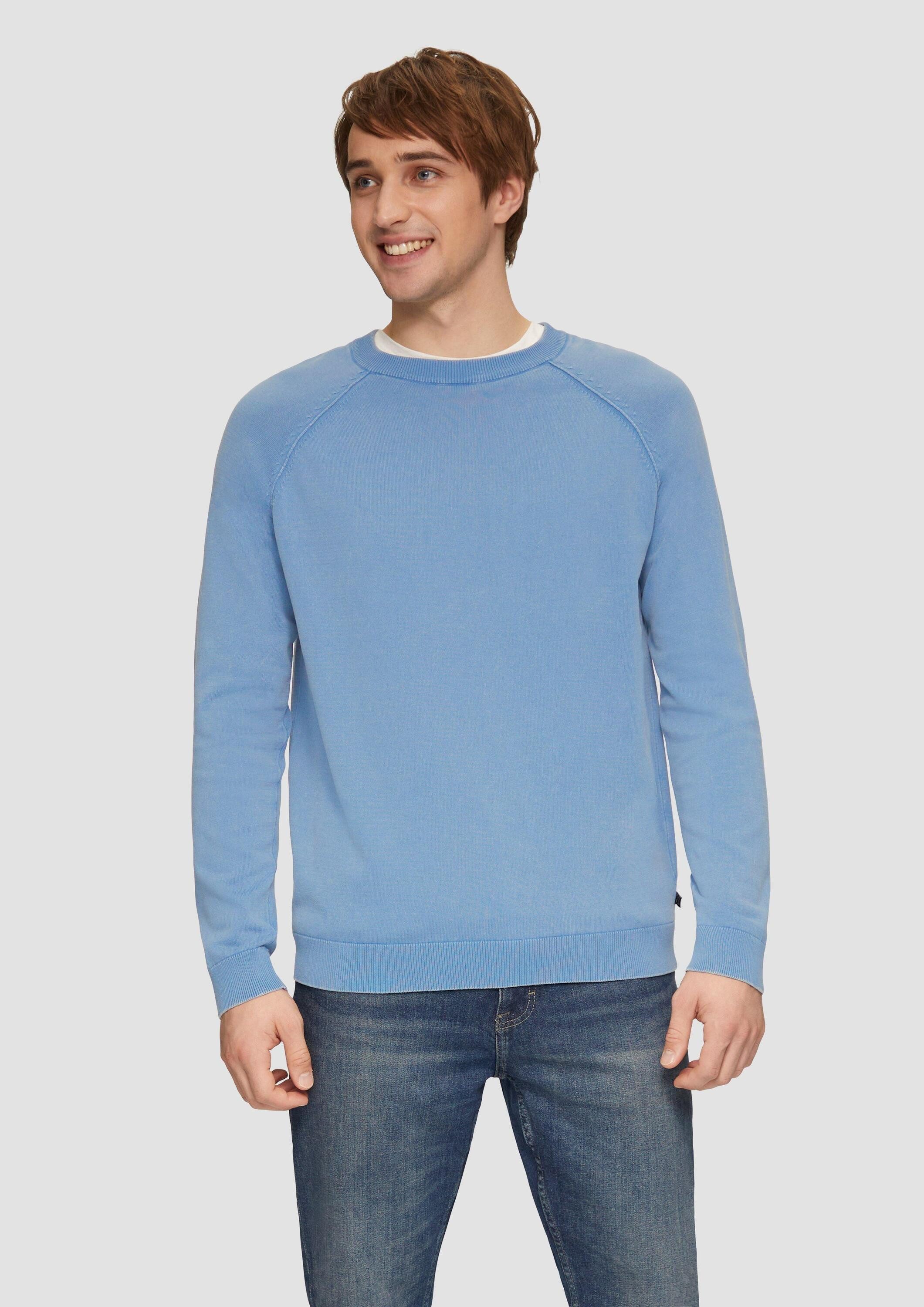 QS Longpullover Strickpullover Baumwollpullover im Used-Look günstig online kaufen