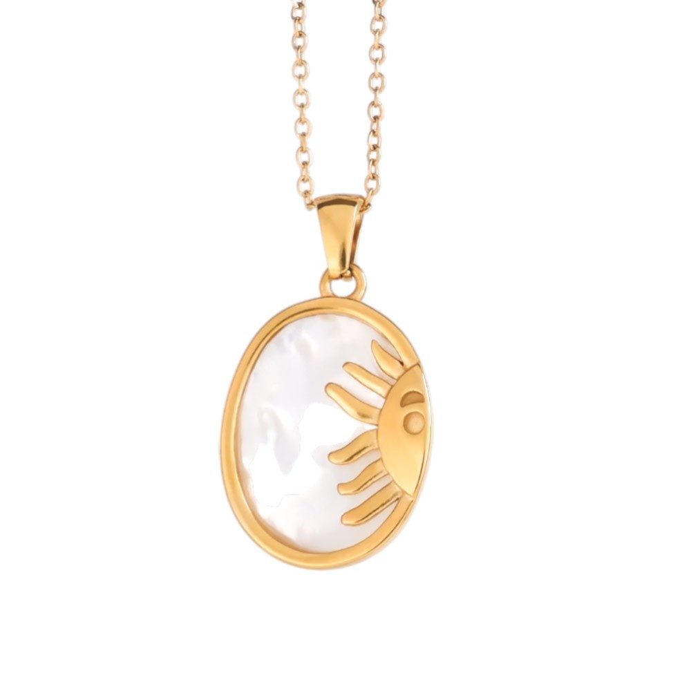 Kette mit Anhänger - Sonnen Halskette Damen – Goldene Edelstahl Kette mit Symbol-Anhänger