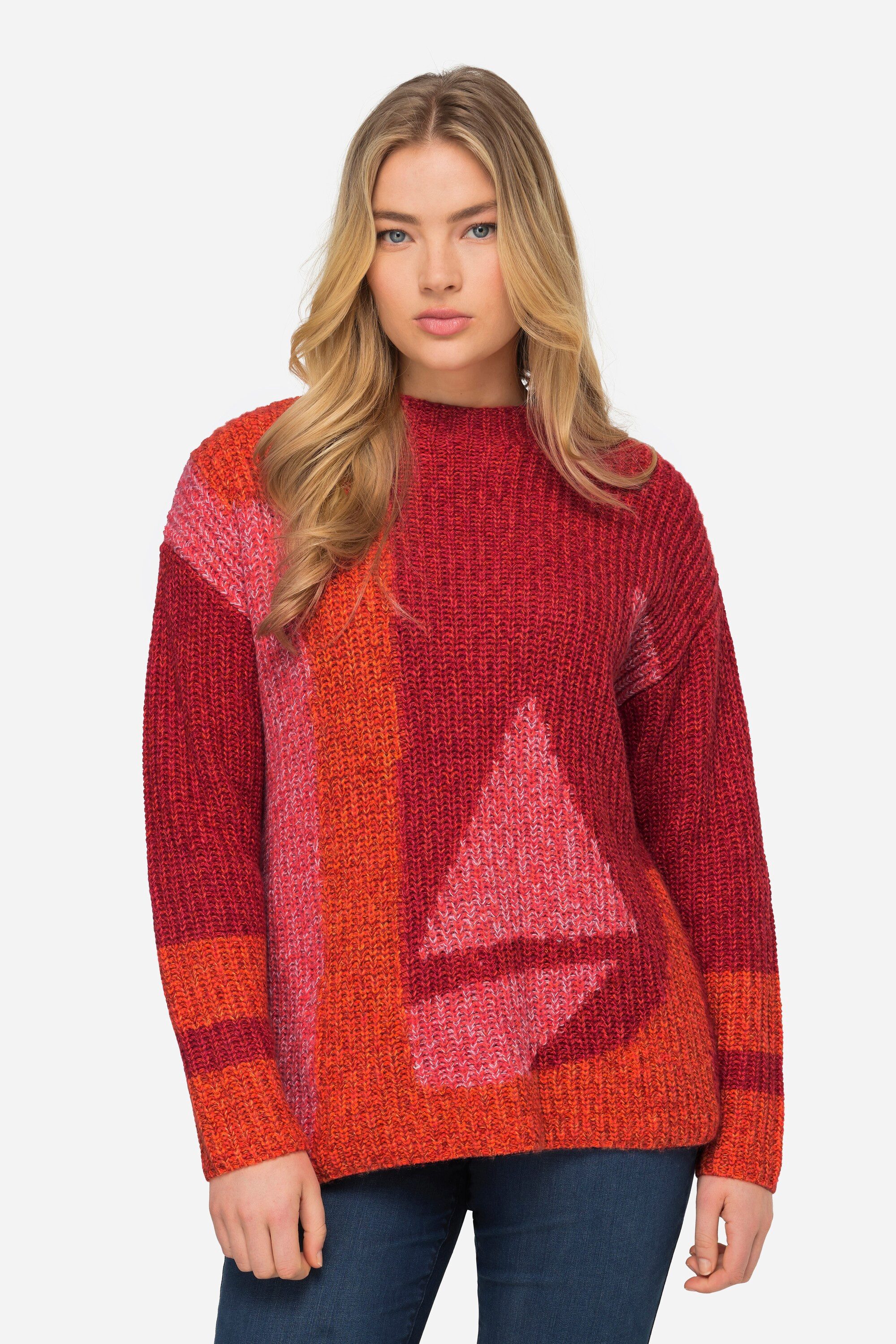 Troyer Jacquard Pullover Langarm Rundhals