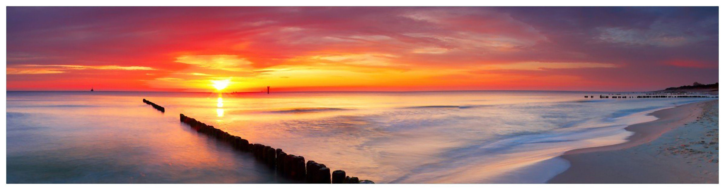 Wallario Küchenrückwand Farbenspiel im Himmel - (1-tlg) Sonnenuntergang am Strand