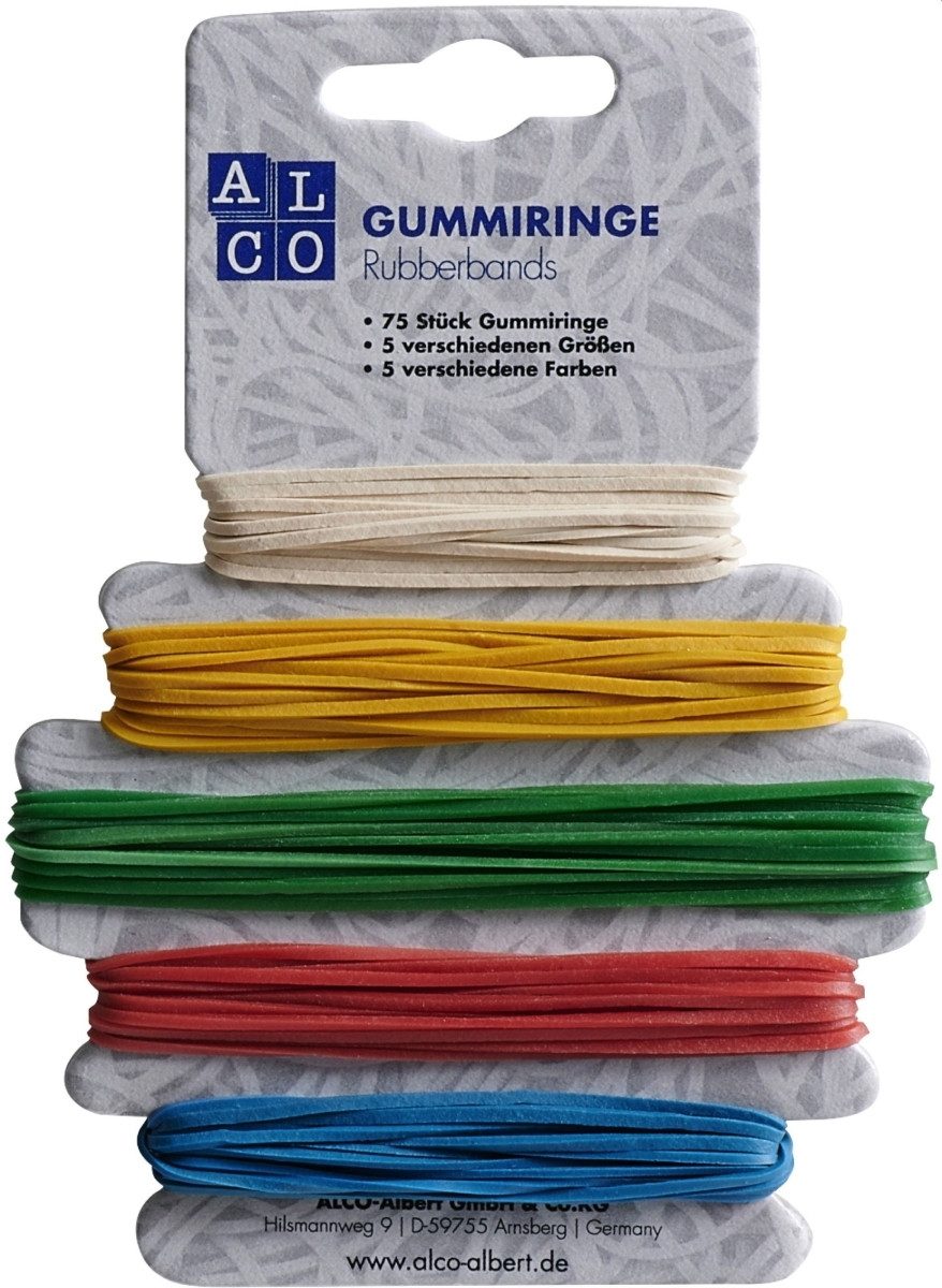ALCO Gummibänder Gummiringe Naturkautschuk sortiert 75 Stück