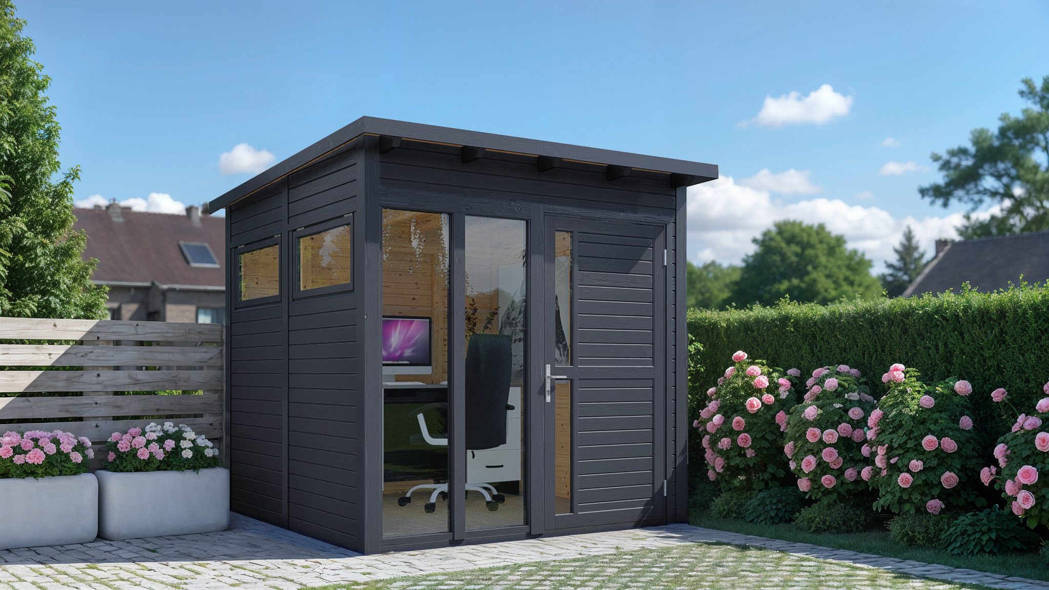 BERTILO Gartenhaus Pentus 2 Office, in verschiedenen Farben, BxT: 247x266 cm