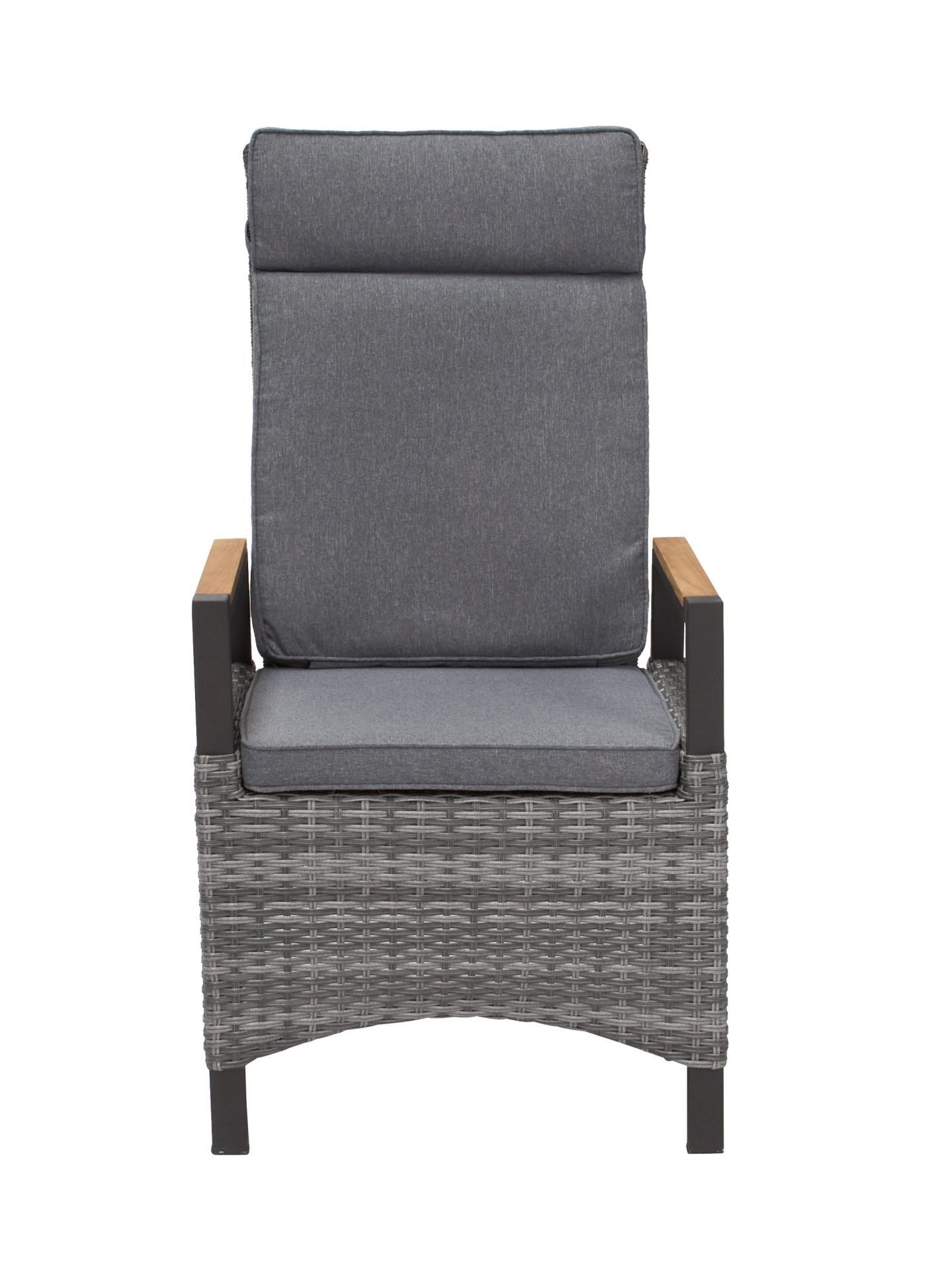 dasmöbelwerk Gartenstuhl Positionsstuhl Nizza Verstellsessel Gartenstuhl Teak-Armlehne Grau, verstellbarer Rückenlehne