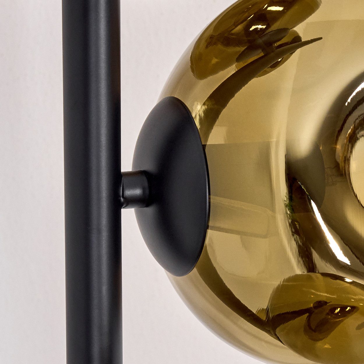 hofstein Stehlampe Stehlampe aus Metall/Glas in Schwarz/Goldfarben, ohne Leuchtmittel, Stehleuchte Retro/Vintage, Ø Schirme 15 cm, Fußschalter, 160 cm, E14