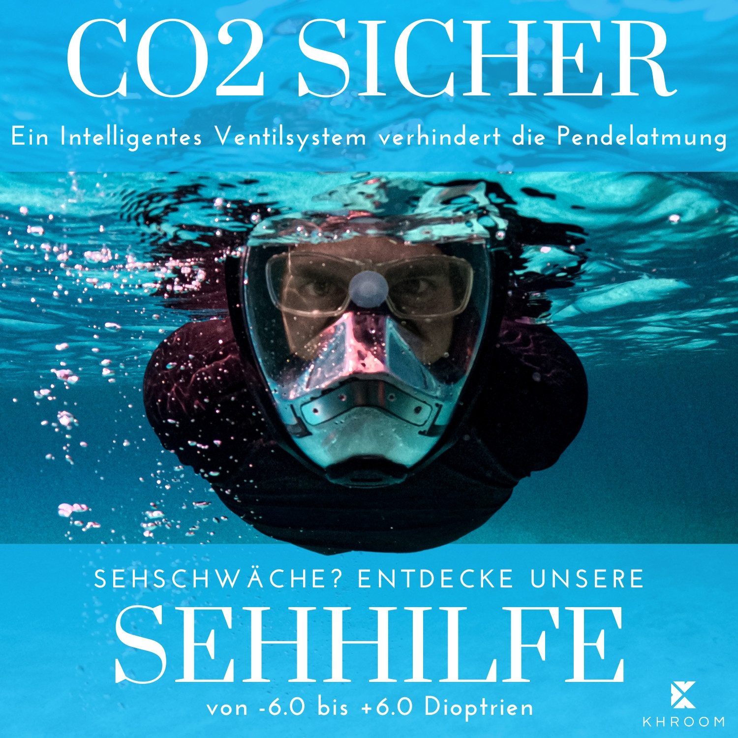 Khroom Schnorchel Schnorchelmaske Kinder / Erwachsene Tauchermaske Vollgesichtsmaske (Seaview Y, Full Face Maske zum Schnorcheln), CO2 geprüfte Vollmaske, sehr  – Bild 4 von 5