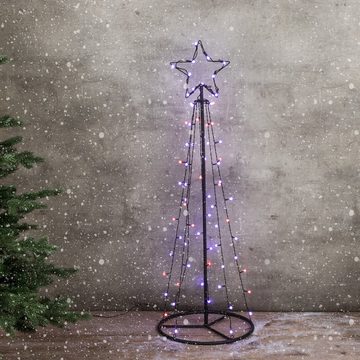 MARELIDA LED Baum LED Lichterbaum mit Stern Weihnachtsbaum 2m 62 bunte LED außen, LED Classic, mehrfarbig / bunt