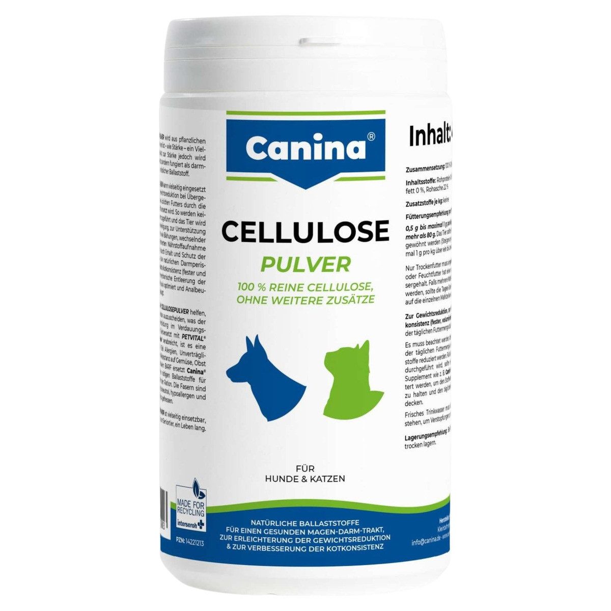 Canina Cellulose Pulver 400 g für Hunde, Nahrungsergänzungsmittel für: Hund