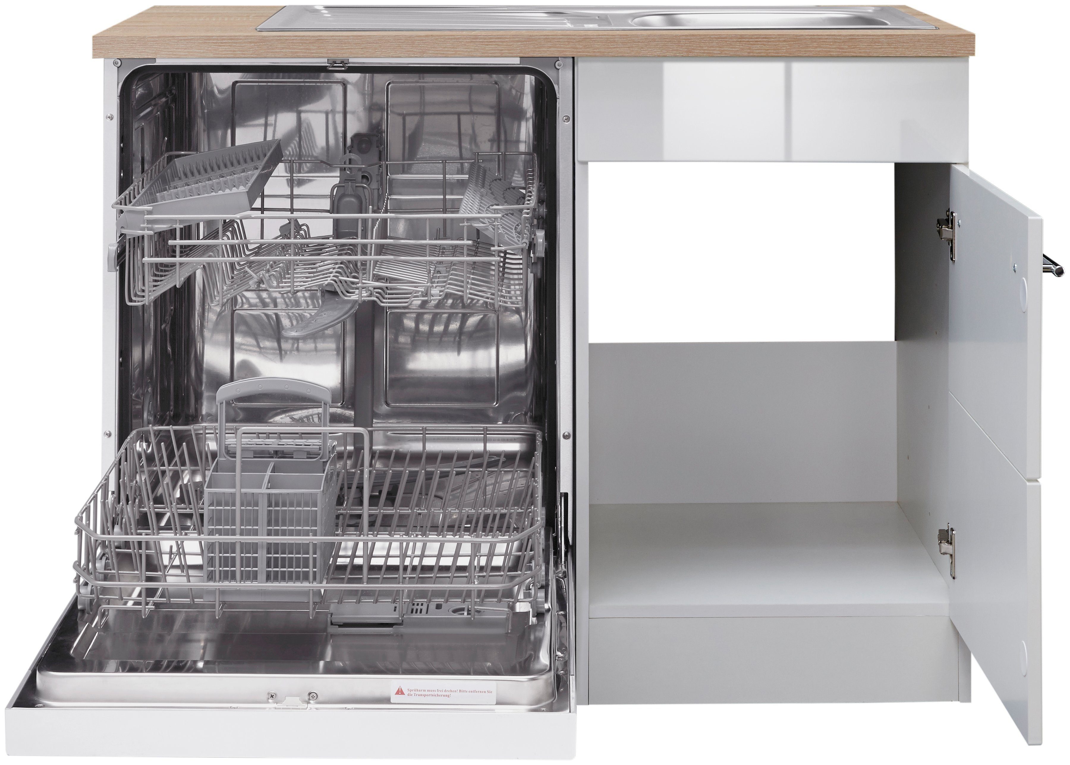 KOCHSTATION Spülenschrank KS-Wien Breite 110 cm, inkl. Möbelfront für teilintegrierbaren Geschirrspüler – Bild 3 von 5
