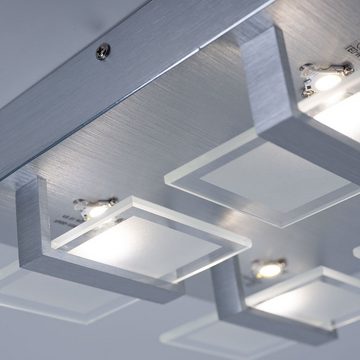 etc-shop LED Deckenleuchte, LED-Leuchtmittel fest verbaut, Warmweiß, 20 Watt LED Deckenlampe Leuchte Aluminium Glas satiniert klar