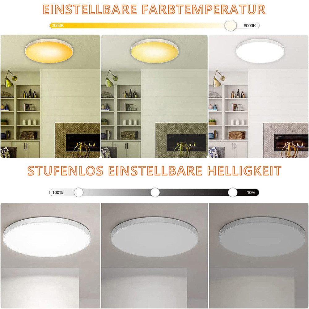 LMaxhome LED Deckenleuchte Dimmbar Deckenlampe RGB Farbwechsel mit Fernbedi günstig online kaufen