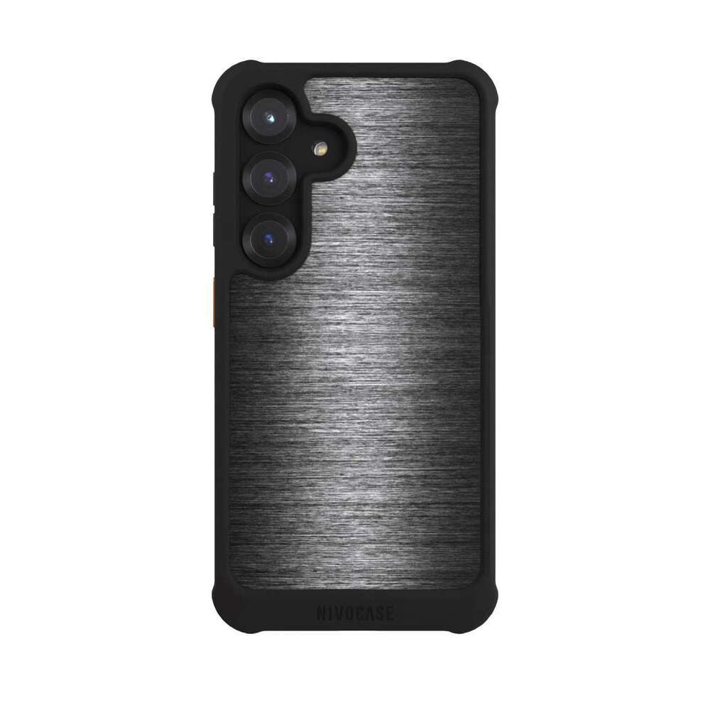 NIVOCASE Handyhülle Metallic Look Metal Anthrazit Metal Look - Anthrazit, Samsung Galaxy S25 Hülle Stoßfeste Handyhülle NIVOmax Case Schwarz