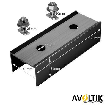 avoltik 4er Set Profilverbinder schwarz mit Schrauben Solarmodul-Halterung, (4 schwarze Profilverbinder mit 8 Schrauben, Farbe schwarz)