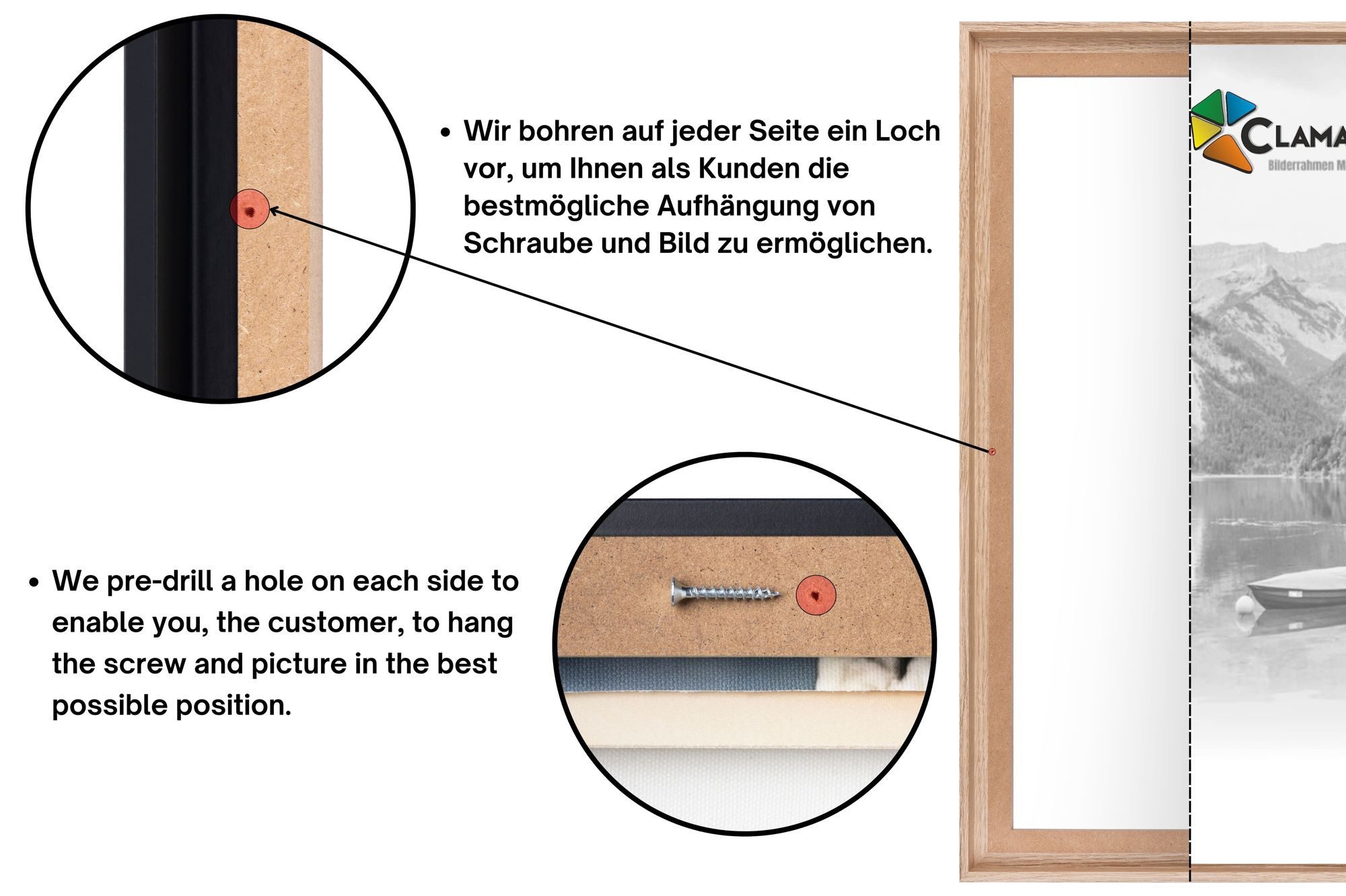 Clamaro Bilderrahmen, Schattenfugenrahmen Keilrahmen Eiche Hell CLAMARO