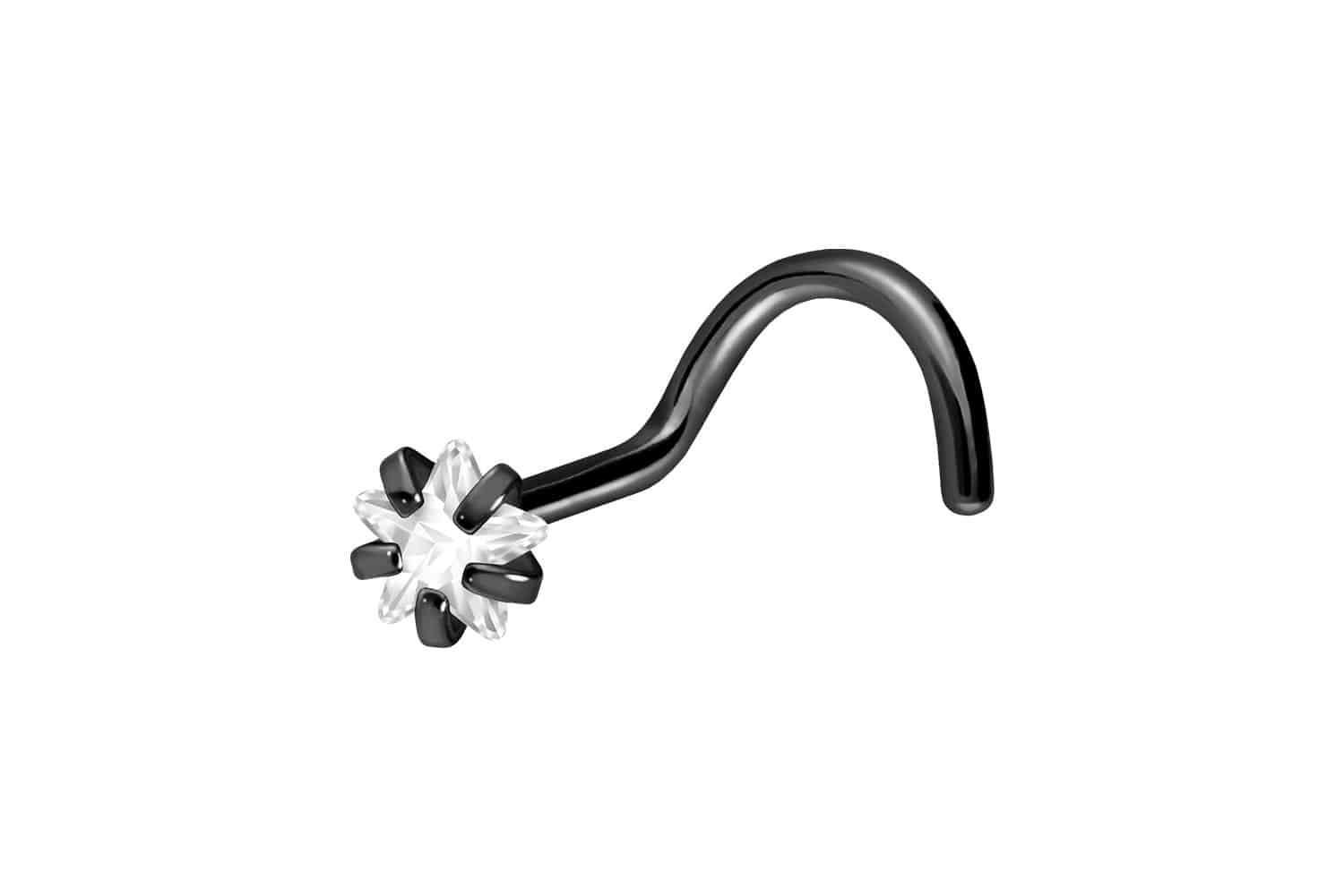 Nasenpiercing Titan Nasenstecker Spirale EINGEFASSTER KRISTALLSTERN