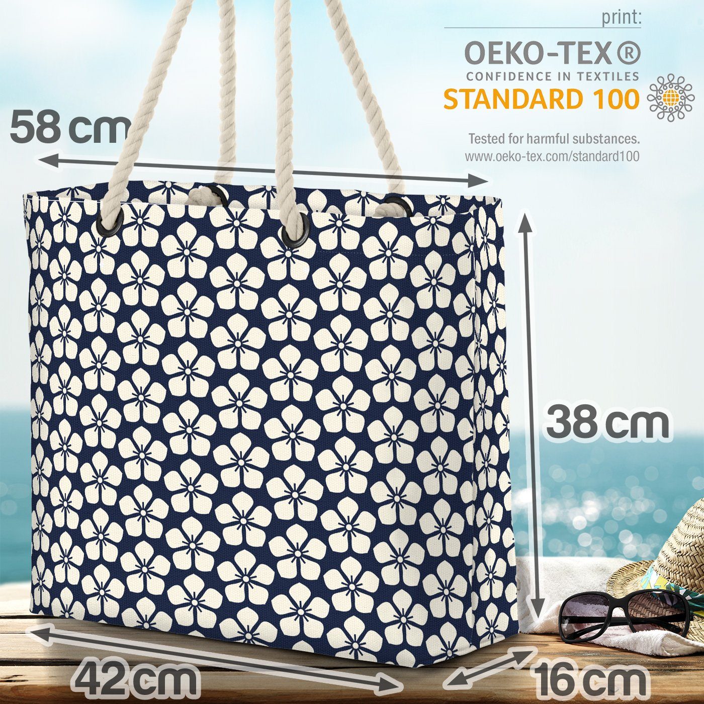 Keramik Bag deko symbol muster Henkeltasche Beach (1-tlg), VOID Kochen Küche Fliesen Küchenblumen floral