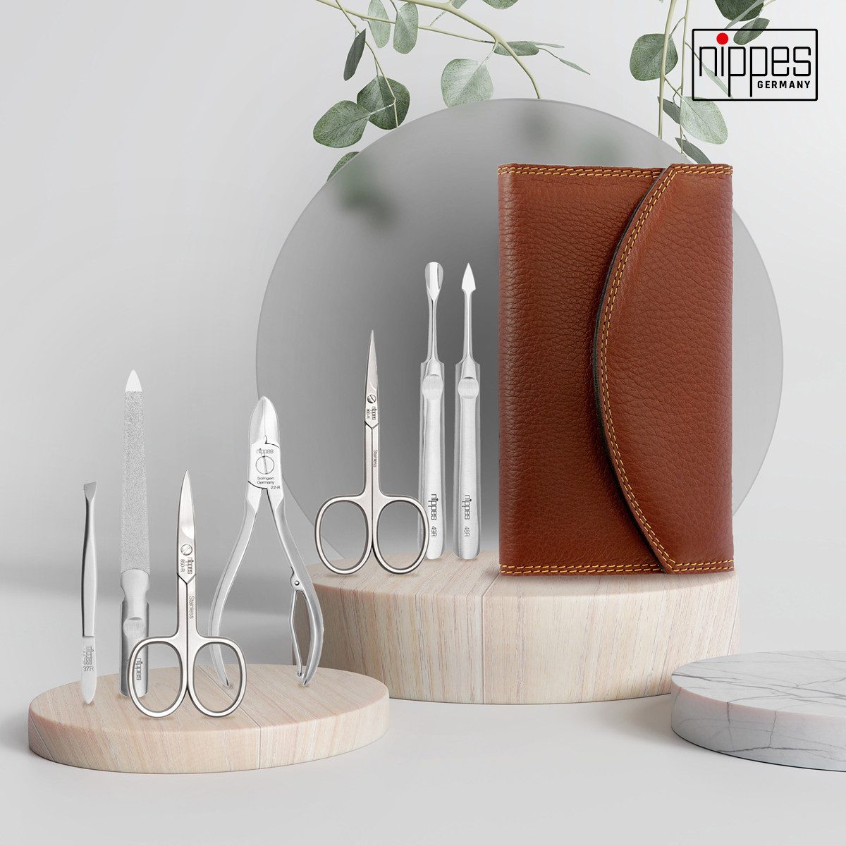 nippes Solingen Maniküre-Etui Premium Maniküre-Set Classic 7-tlg. Nagelpflege-Etui inkl. Nagelzange, 7 tlg., nickelfreier Edelstahl