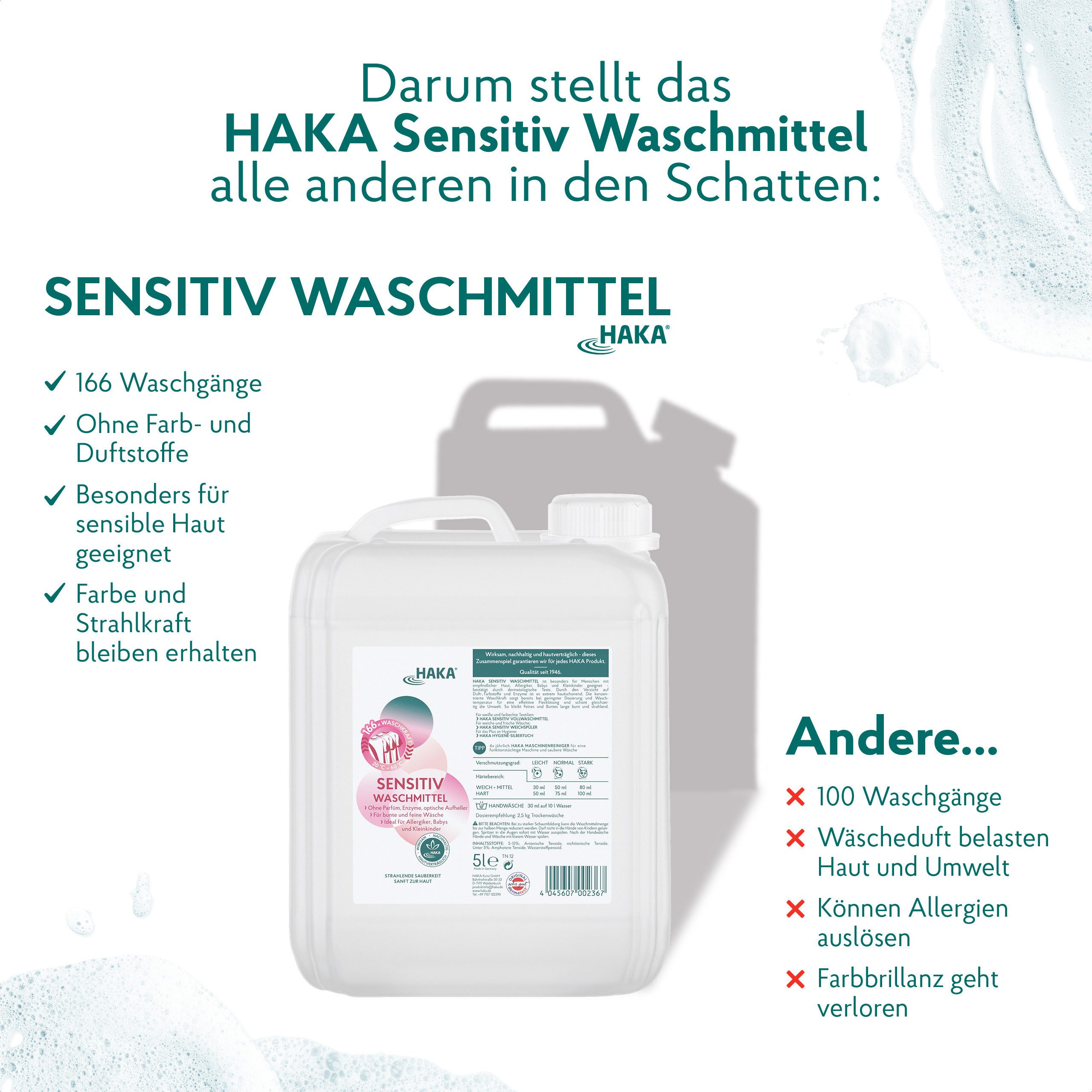 HAKA Sensitiv Waschmittel Flüssig Nachfüller 5l Spezialwaschmittel