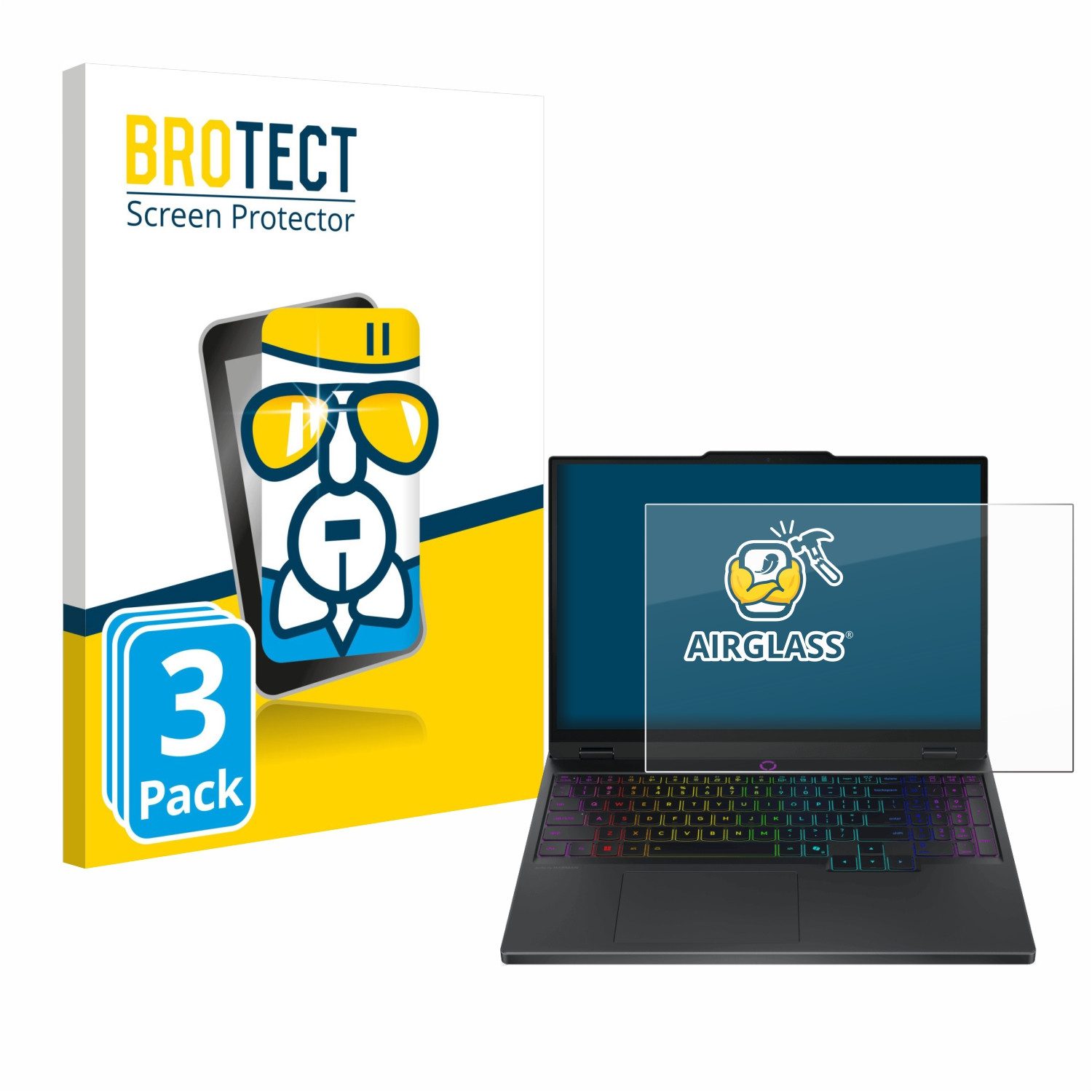 BROTECT Displayschutzglas Folie für Lenovo Legion 5i Gen 10 15", 3 Stück, Schutzfolie Glas Panzer Display Schutz klar