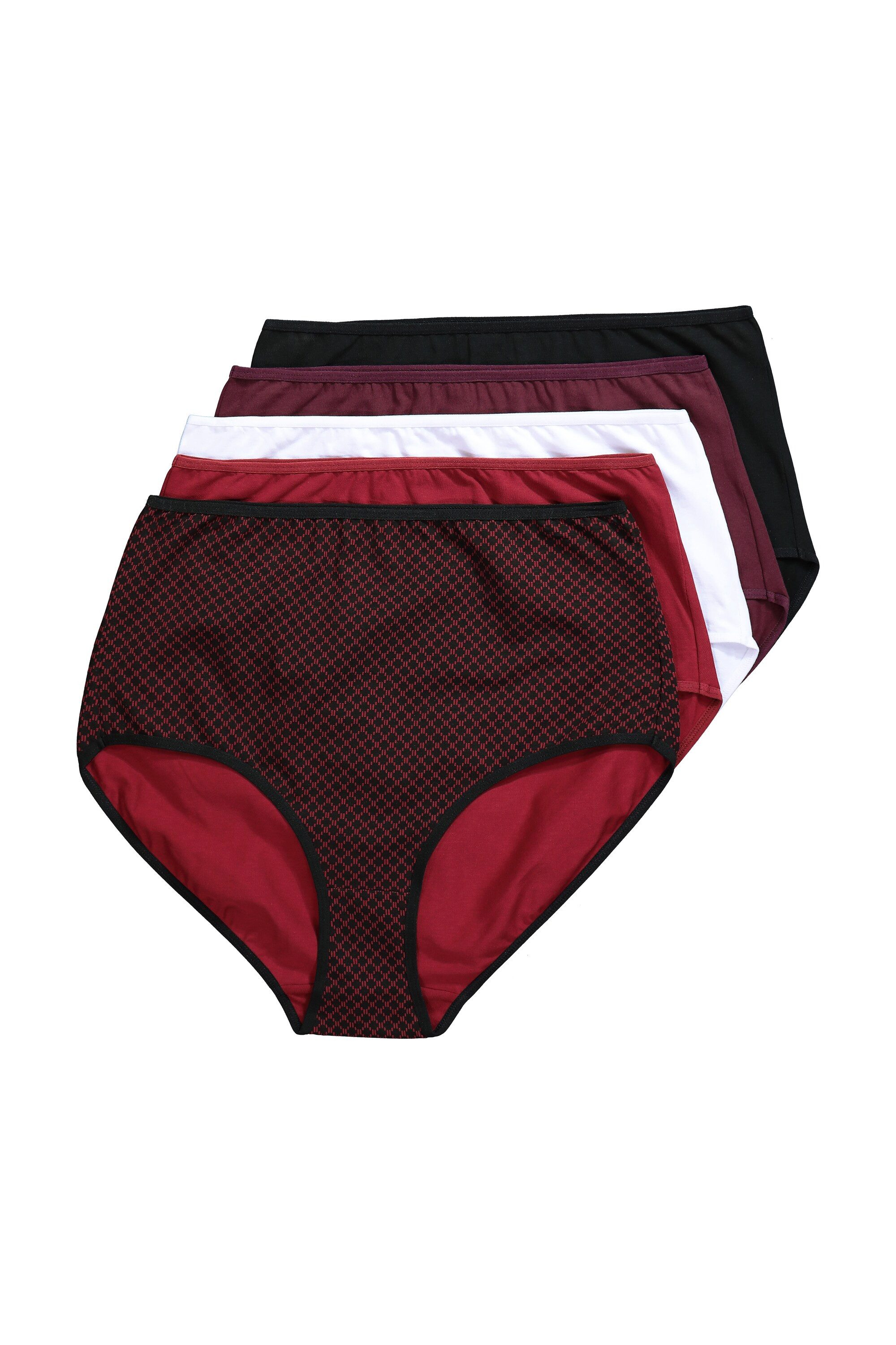 Ulla Popken Slip Maxislips 5er-Pack Muster/einfarbig High Waist
