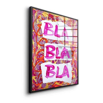 DOTCOMCANVAS® Acrylglasbild Bla bla bla - Acrylglas, Acrylglasbild Bla bla bla Zitat Motivation Spruch weiß pink hochkant