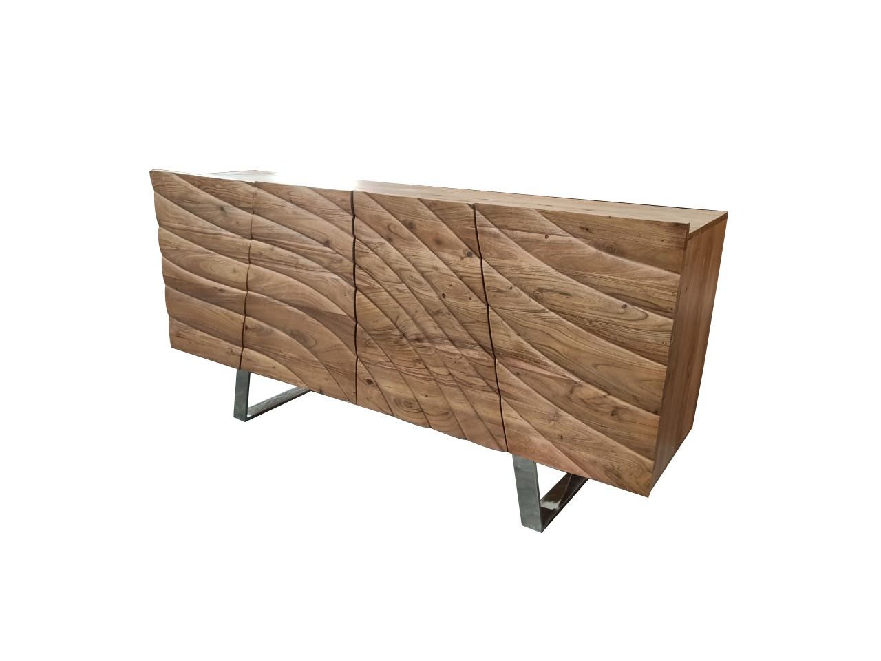 Sitheim-Europe Sideboard WAVES Massives Sideboard Akazienholz - Handgefertigter aufwendige 3D, Die aufwändige 3D-Oberfläche wird in sorgfältiger Handarbeit gefertigt
