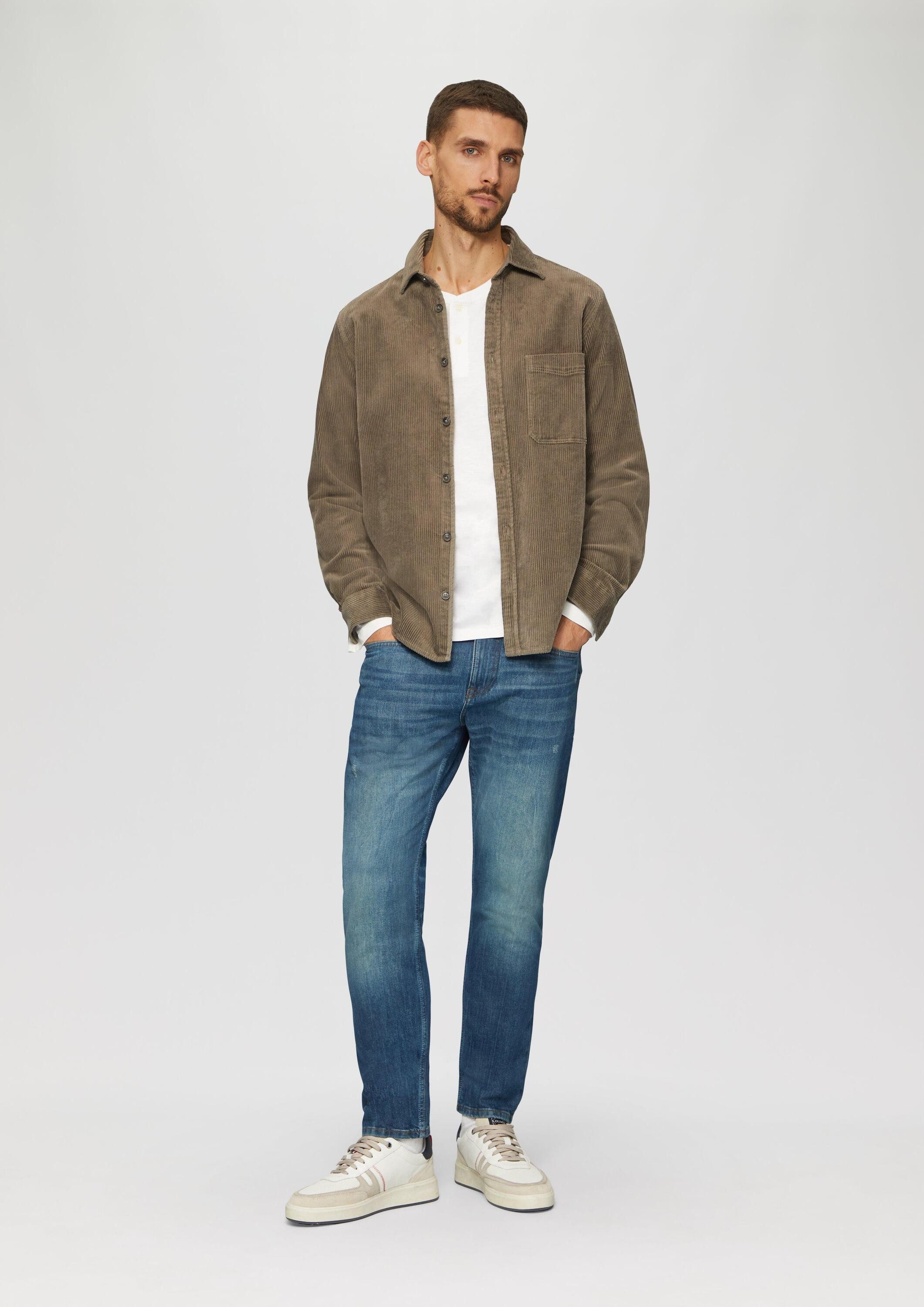 s.Oliver Langarmshirt T-Shirt Henley-Shirt mit Flammgarnstruktur und Stickerei – Bild 5 von 5