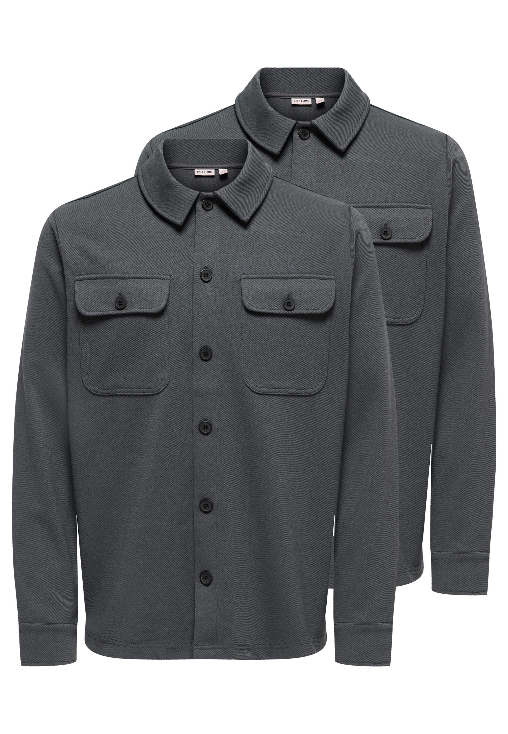ONLY & SONS Hemdjacke 2er Pack Newkodyl (Spar-Set, 2-St) Hemdjacke / Overshirt - Blickdicht - Vielseitig kombinierbares Basic
