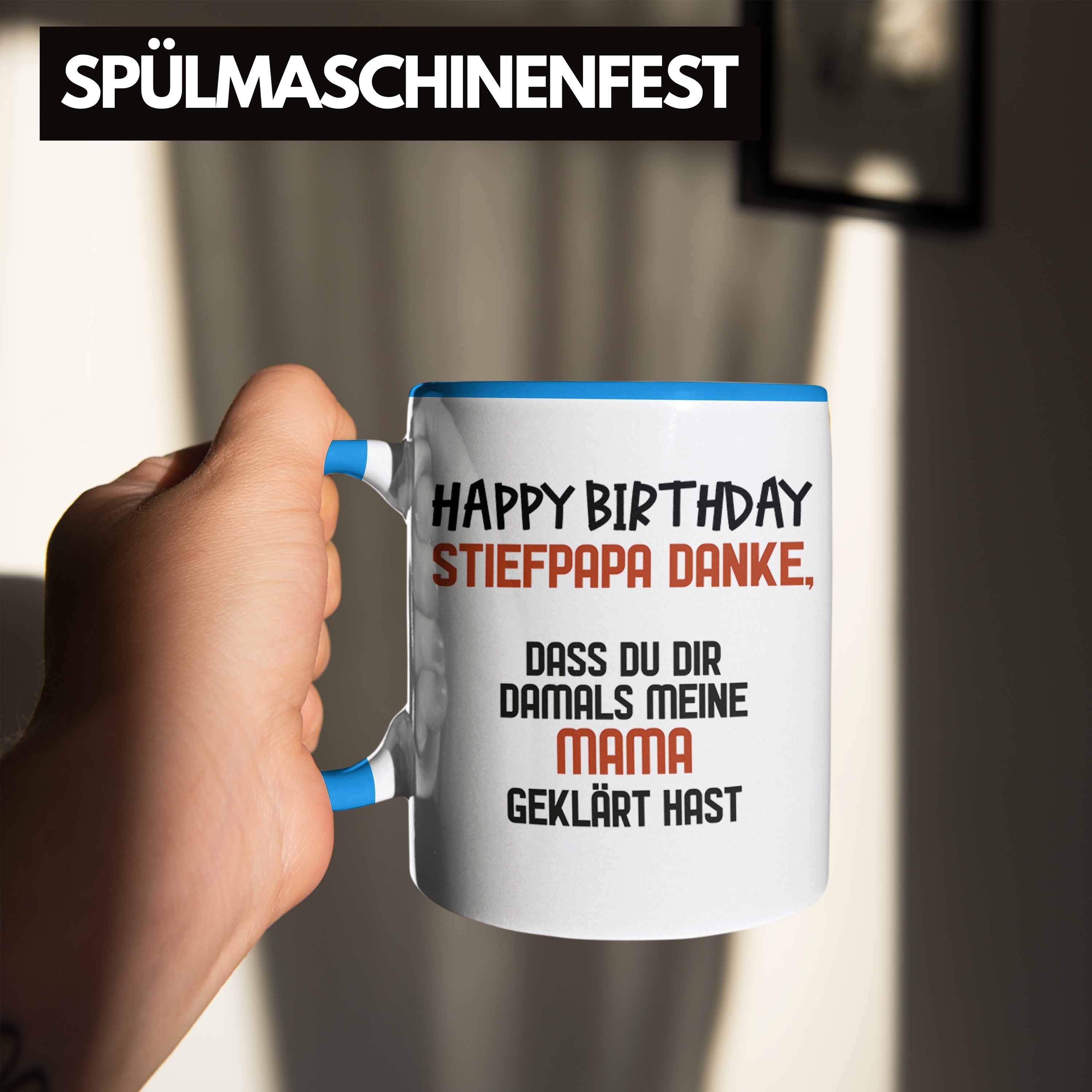 Bester Blau Stiefpapa Trendation Stiefvater Tasse Geburtstag - Tasse - Spruch - Trendation Geschenk Stiefvater Geschenkideen Tasse Geburtstagsgeschenk