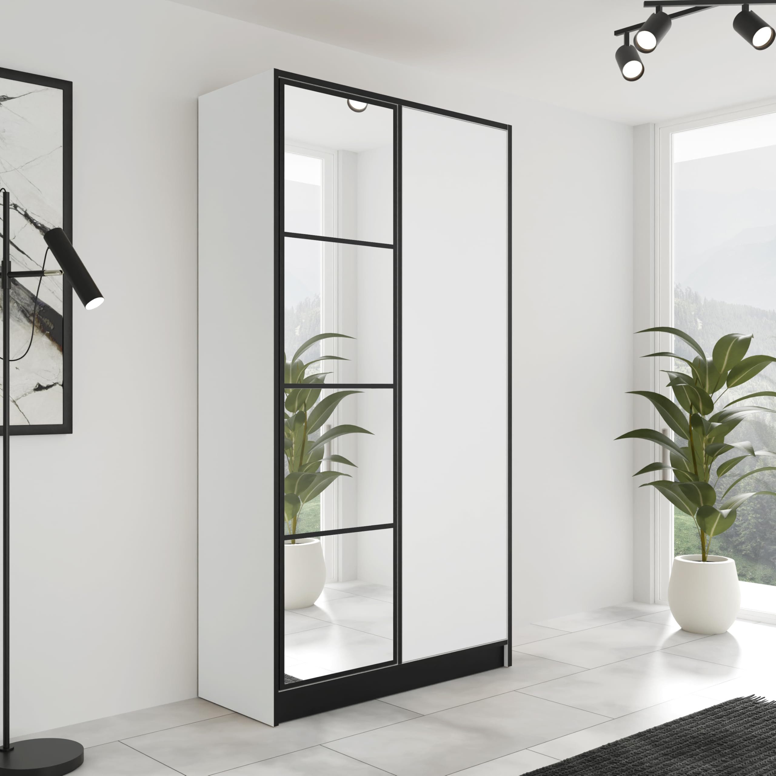 KIER FURNITURE Drehtürenschrank Kleiderschrank mit Spiegel günstig online kaufen