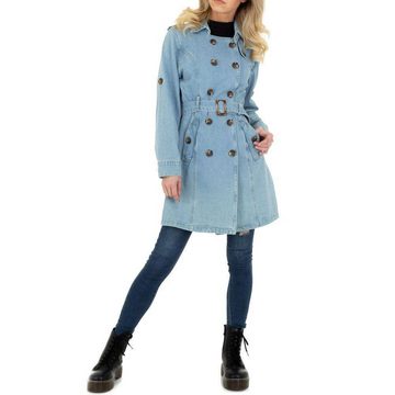 Ital-Design Trenchcoat Damen Freizeit Jeansstoff Trenchcoat in Blau