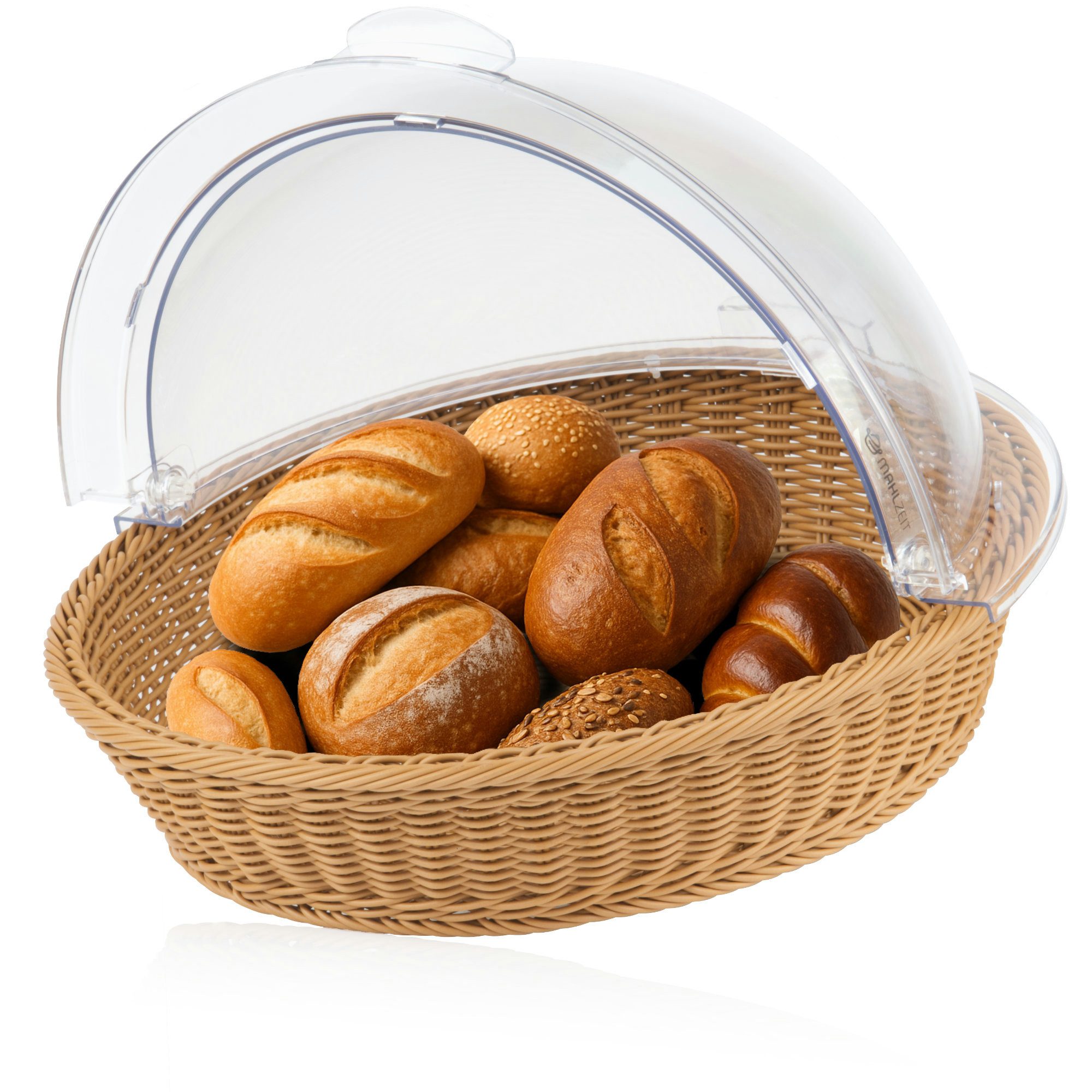 Mahlzeit Brotkorb Rattan Brotkorb mit Rolltop-Deckel, 42 x 39 x 29 cm, geflochten, Kunststoff, (1-tlg), Leicht zu reinigen