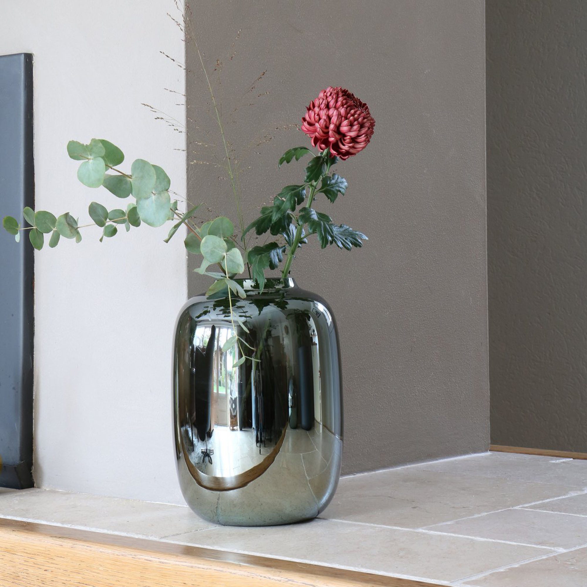 Vase the World Tischvase Glasvase breit 29 cm für Blumen Glas mundgeblasen (1 St), abgerundete Zylinderform, mundgeblasen