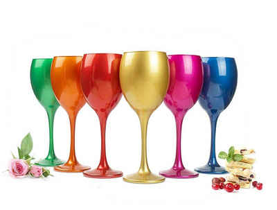 Sendez Rotweinglas »6 Mix Weingläser 300ml Metall-Optik Weinglas Rotweingläser Weißweinglas«