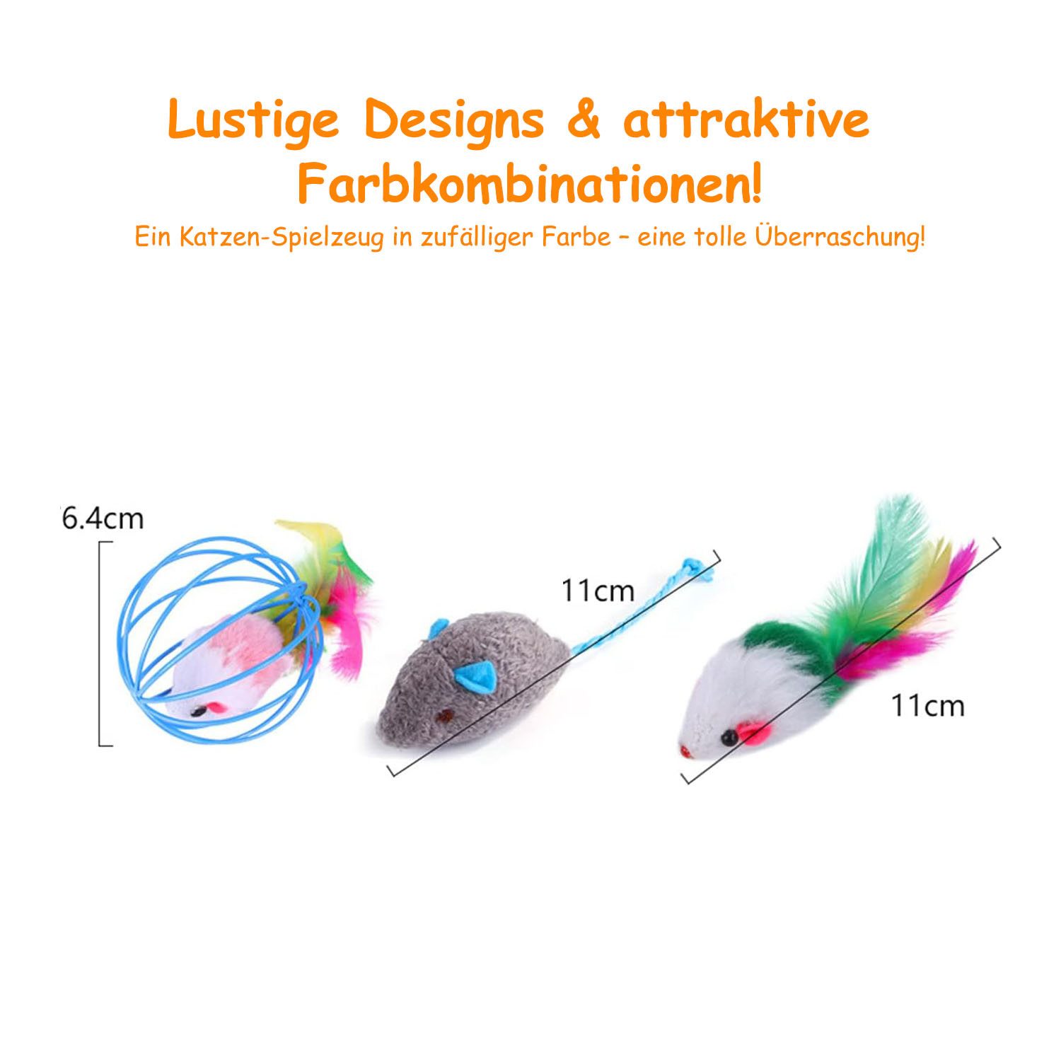 SURFOU Tier-Intelligenzspielzeug 22 Stücke Katzen Spielzeug Set Katzentunnel Teaser Stick Regenbogen, (22-tlg) für Kätzchen Federspielzeug Katzenbälle Spielzeugmäuse