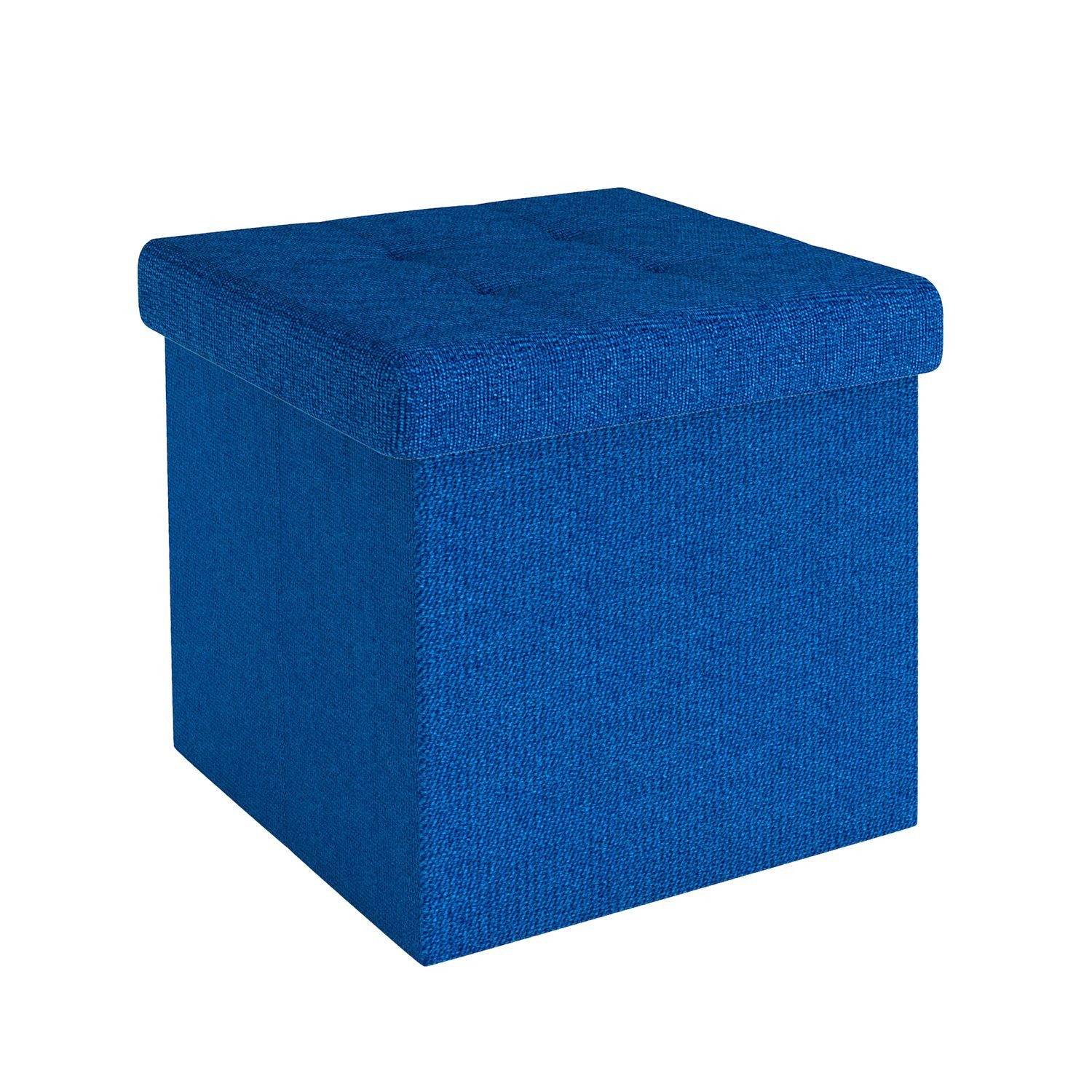 Intirilife Sitzhocker (Sitzwürfel mit Stauraum 30x30x30 cm in OZEAN BLAU - Fußablage, 1 St), Faltbare Sitzhocker - aus Stoff mit Mulden - Aufbewahrungsbox Truhe