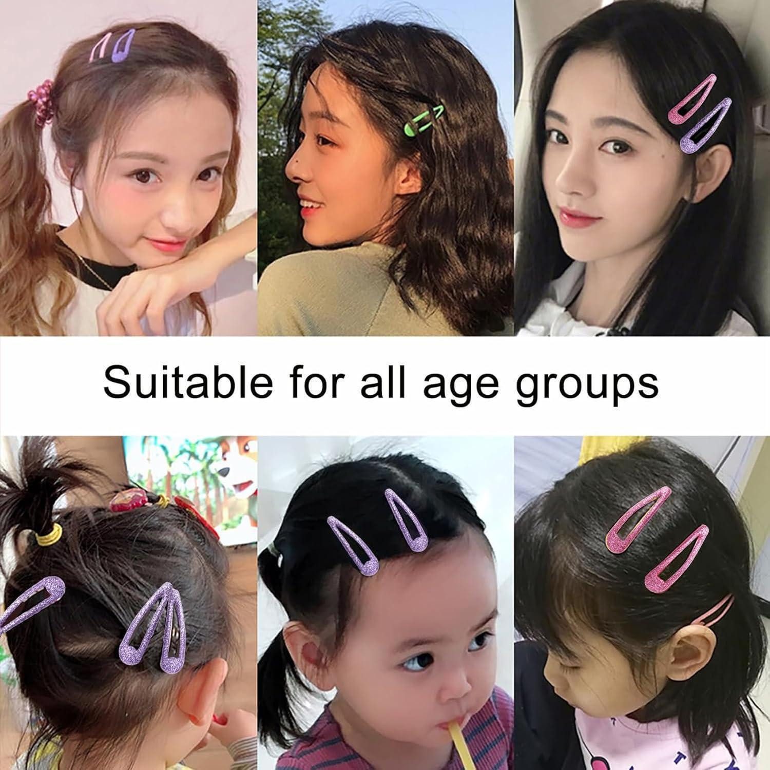 LuxusKollektion Haarspange Haarspangen 16 Stück Glitzer Blau*4 + Rot*4 + Orange*4 + Lila*4