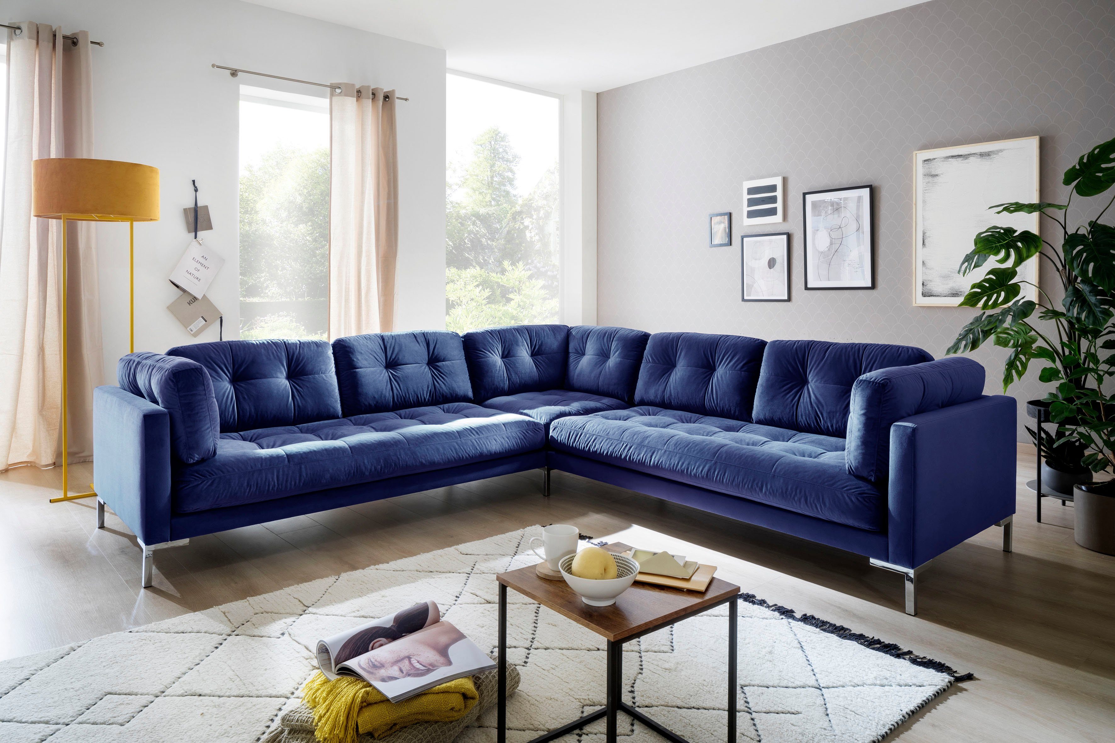 Trends by HG Wohnlandschaft "Landau U-Form", in Cord-Stoff mit Metallfuß günstig online kaufen